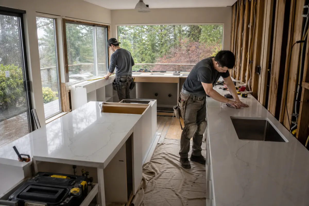 Kitchen renovation in progress by Vancouver contractors