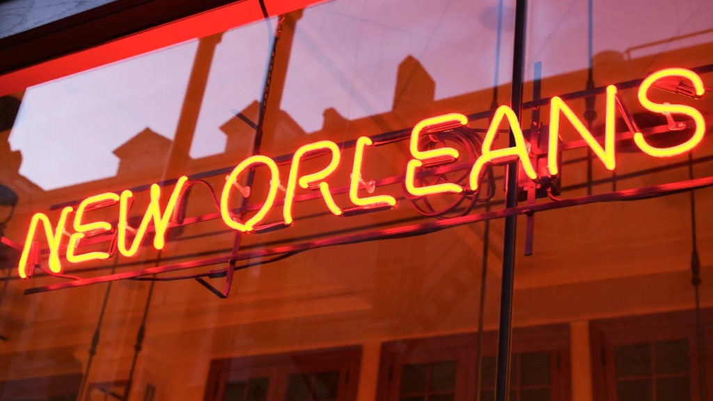 Red neon sign reading New Orleans in a window