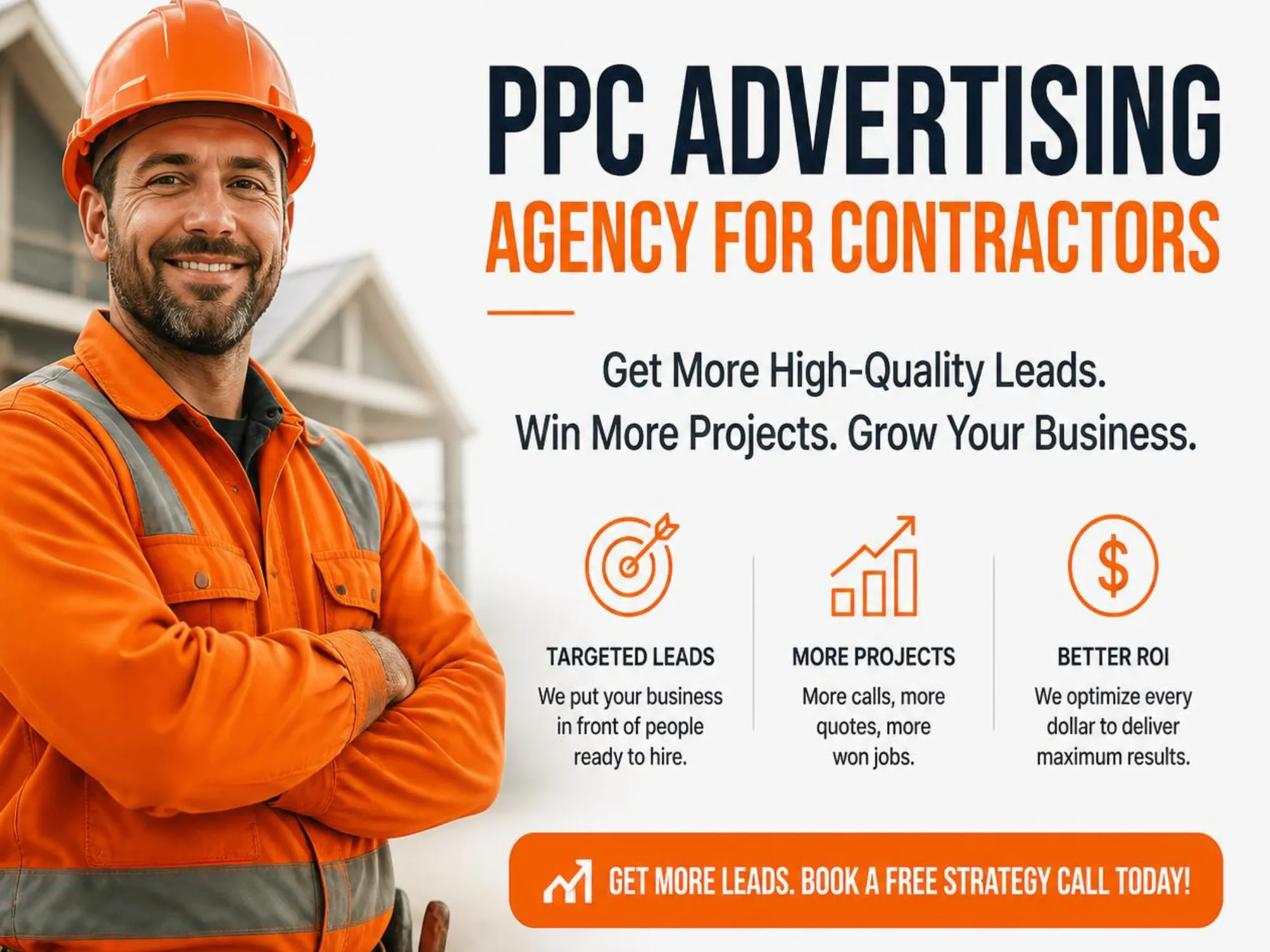 Construction marketing PPC case study visuals from LeadGulls campaigns