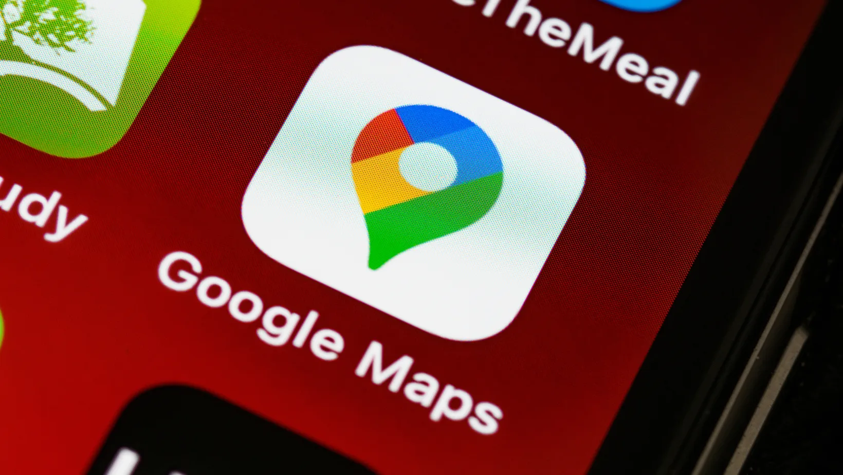 Close-up of the Google Maps app icon on a phone screen