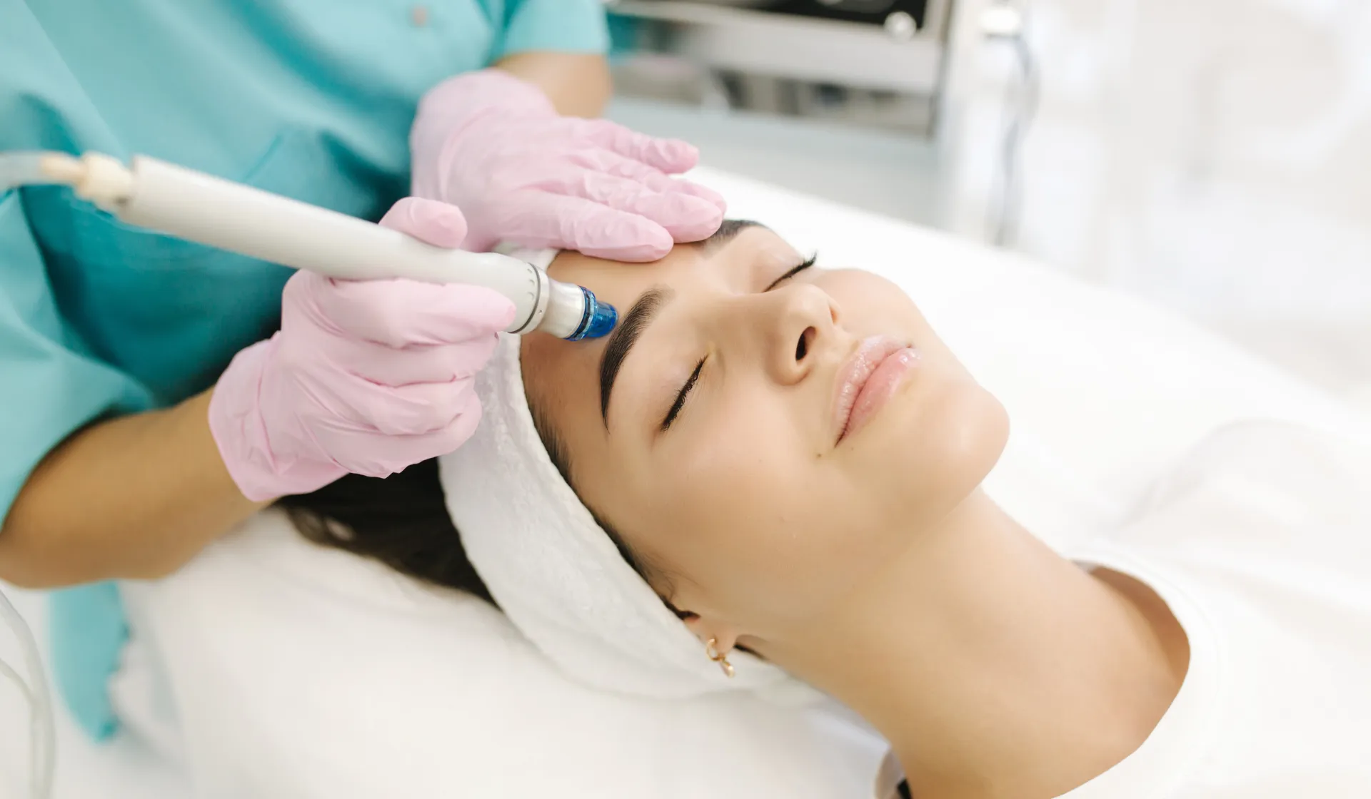 Dermatologist consulting with a patient in a modern clinic