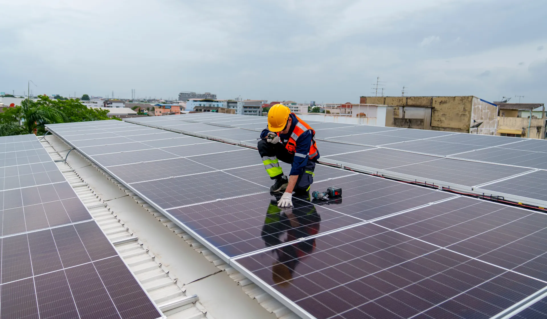 Solar panel marketing — residential rooftop installation visual