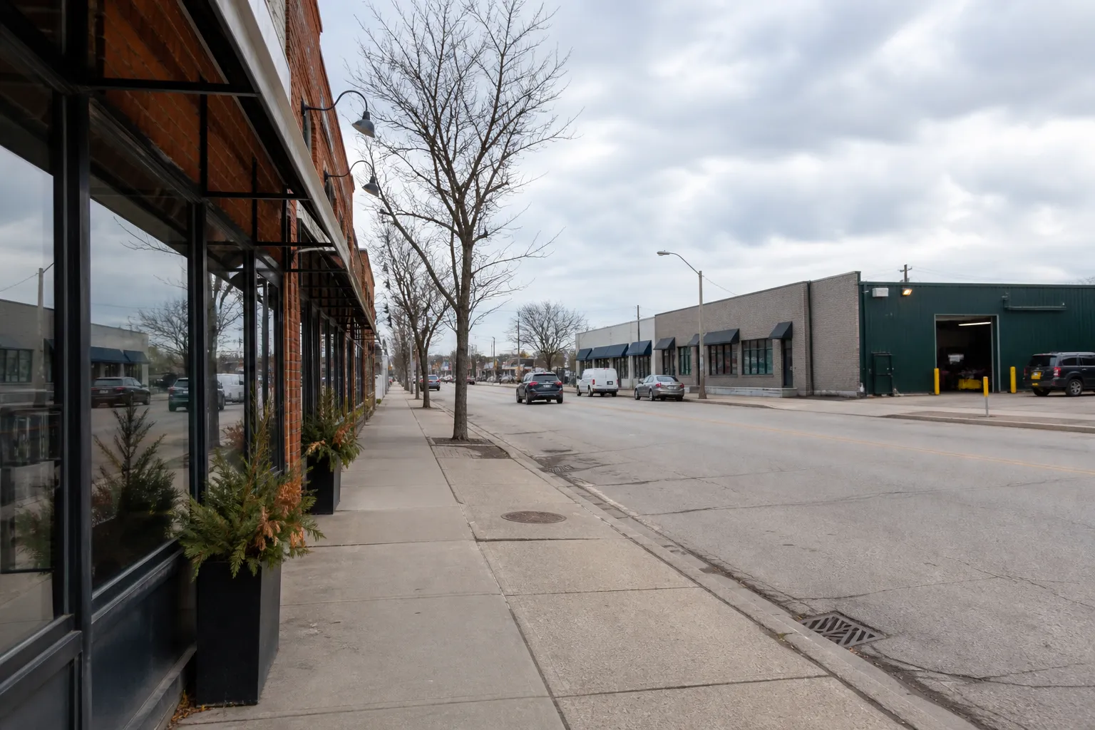 Commercial storefronts along the Queensway in Etobicoke