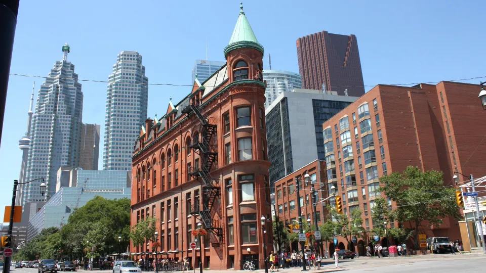 The Gooderham Flatiron Building and Toronto skyline