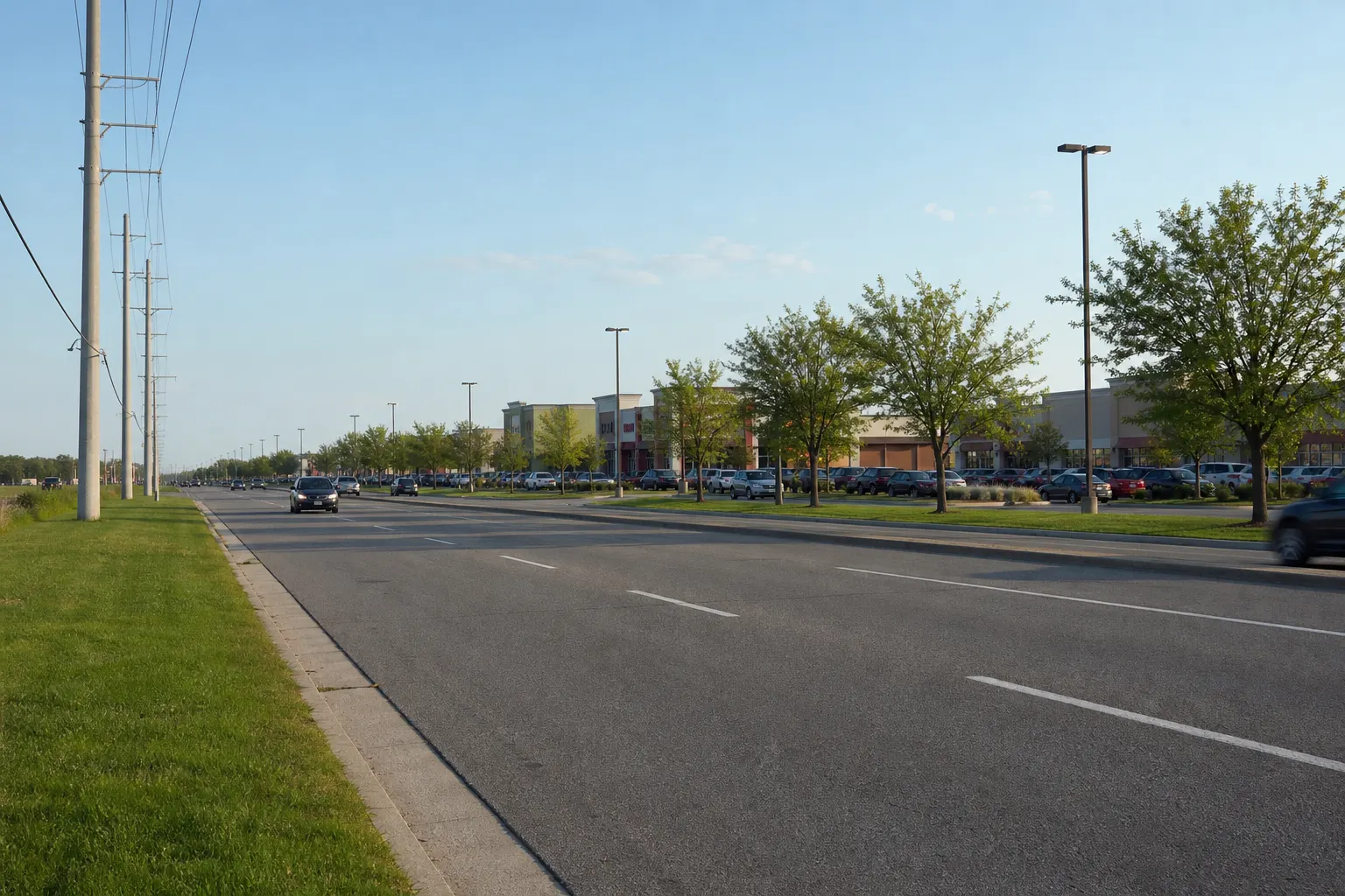 Suburban commercial road typical of Mississauga and the west GTA