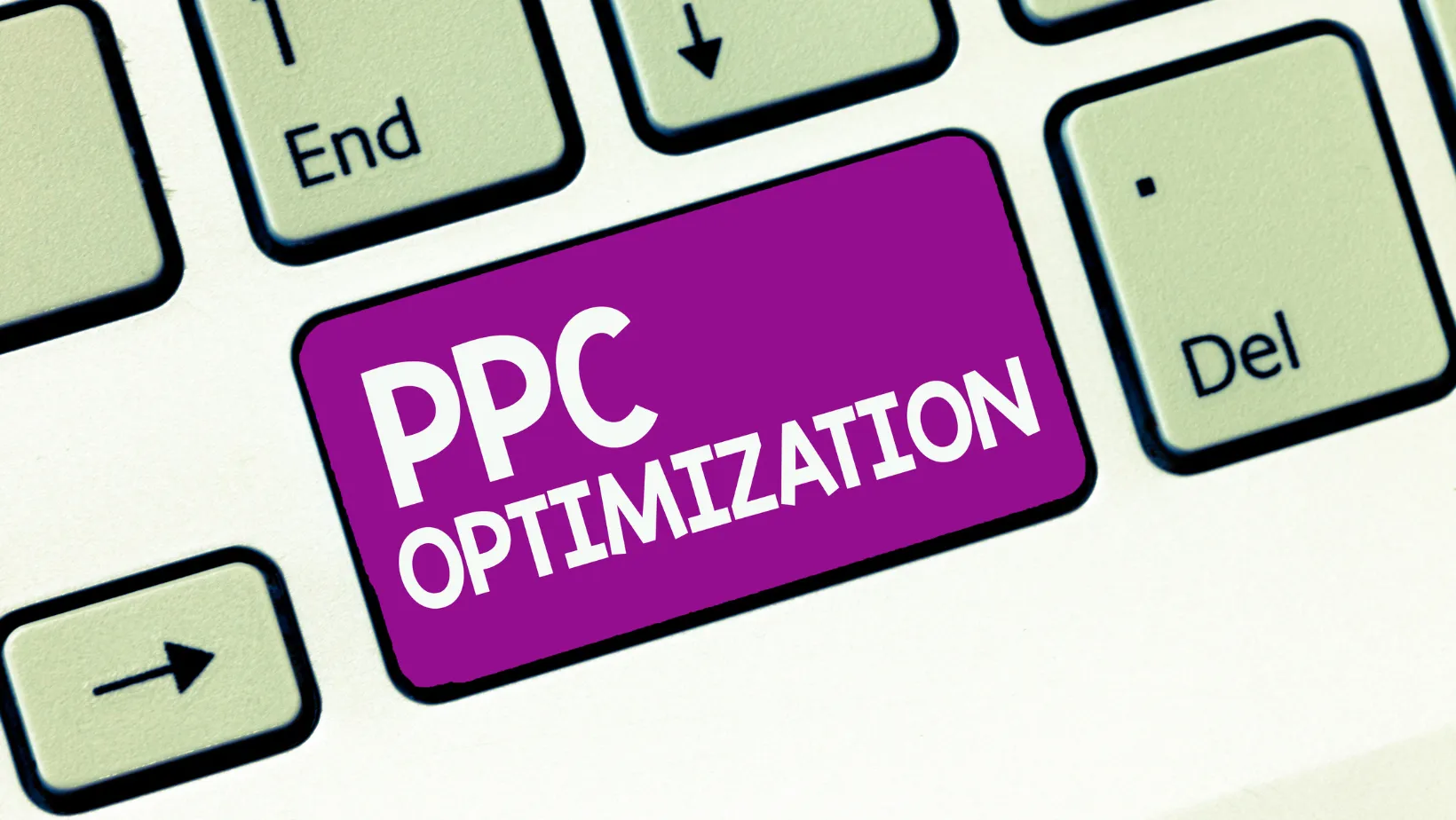Purple keyboard key labeled PPC Optimization