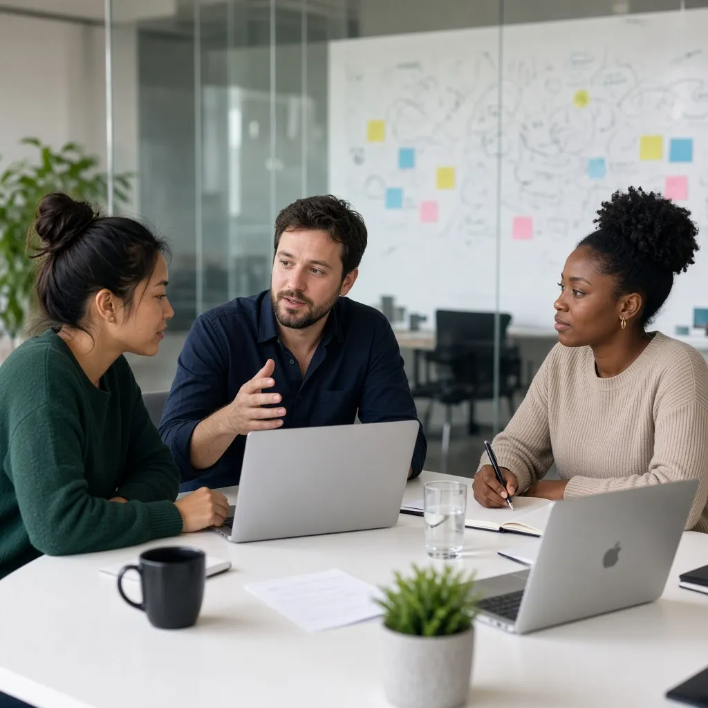 Agency team planning an SEO campaign around a conference table