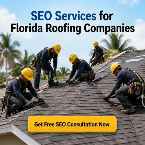 Roofers working on a Florida home — get a free SEO consultation now
